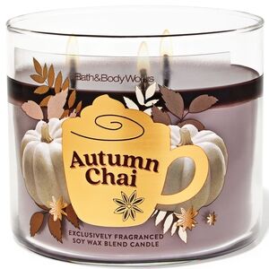 Bath & Body Works Autumn Chai 3-Wick Candle NEW / Safe Shipping